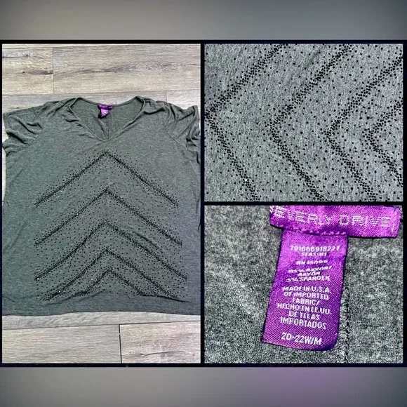 Women’s lightweight Summer Sequin Design gray plus size Top - Picture 2 of 5